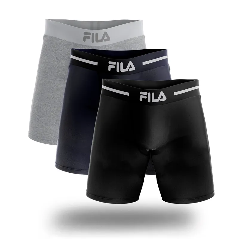 FILA - Pack x3 Bóxer Largo Fila Pretina Ancha Multicolor