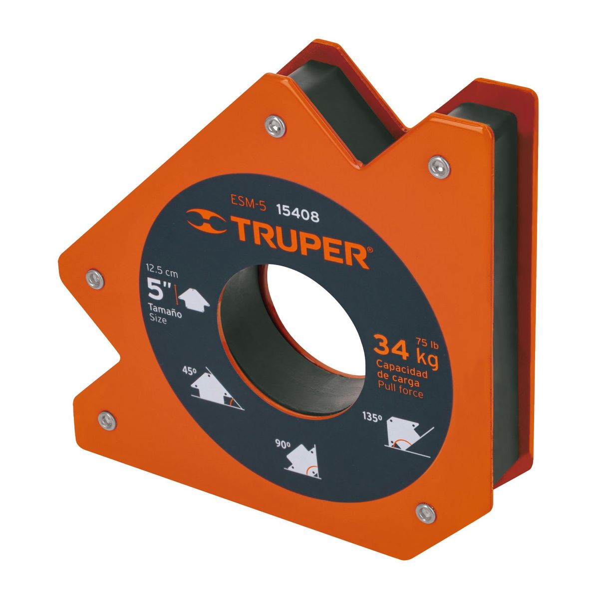 TRUPER - Escuadra magnética 5" para soldar, capacidad 34 kg, Truper