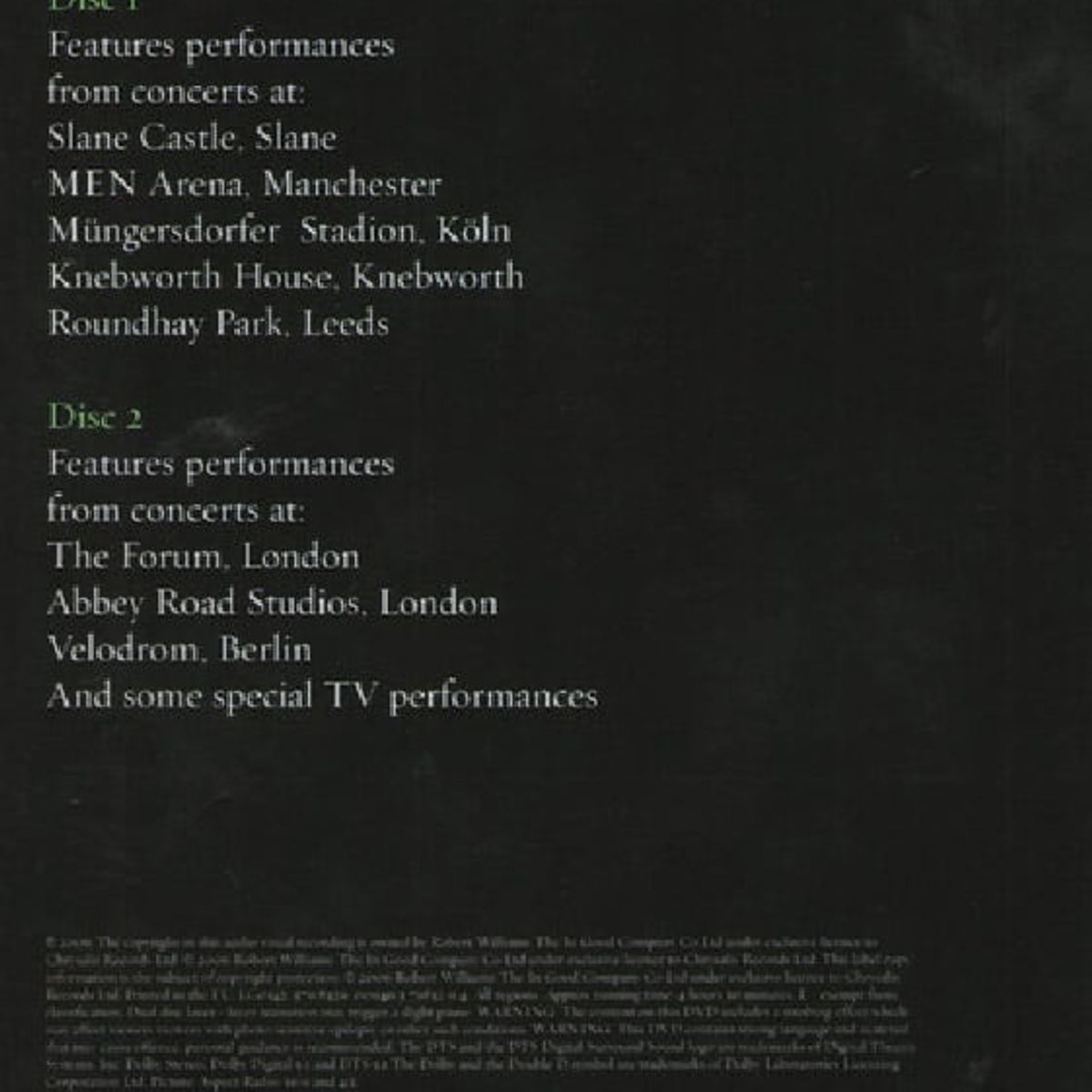 GENERICO - Doble Dvd Robbie Williams And Through It All Live 1997-2006