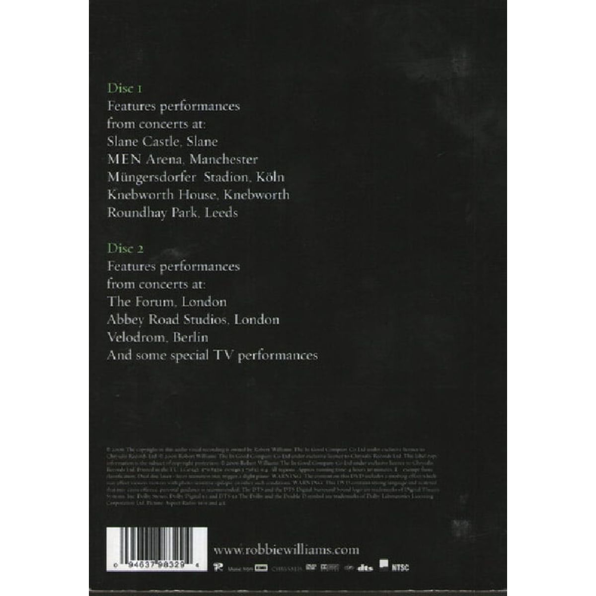 GENERICO - Doble Dvd Robbie Williams And Through It All Live 1997-2006