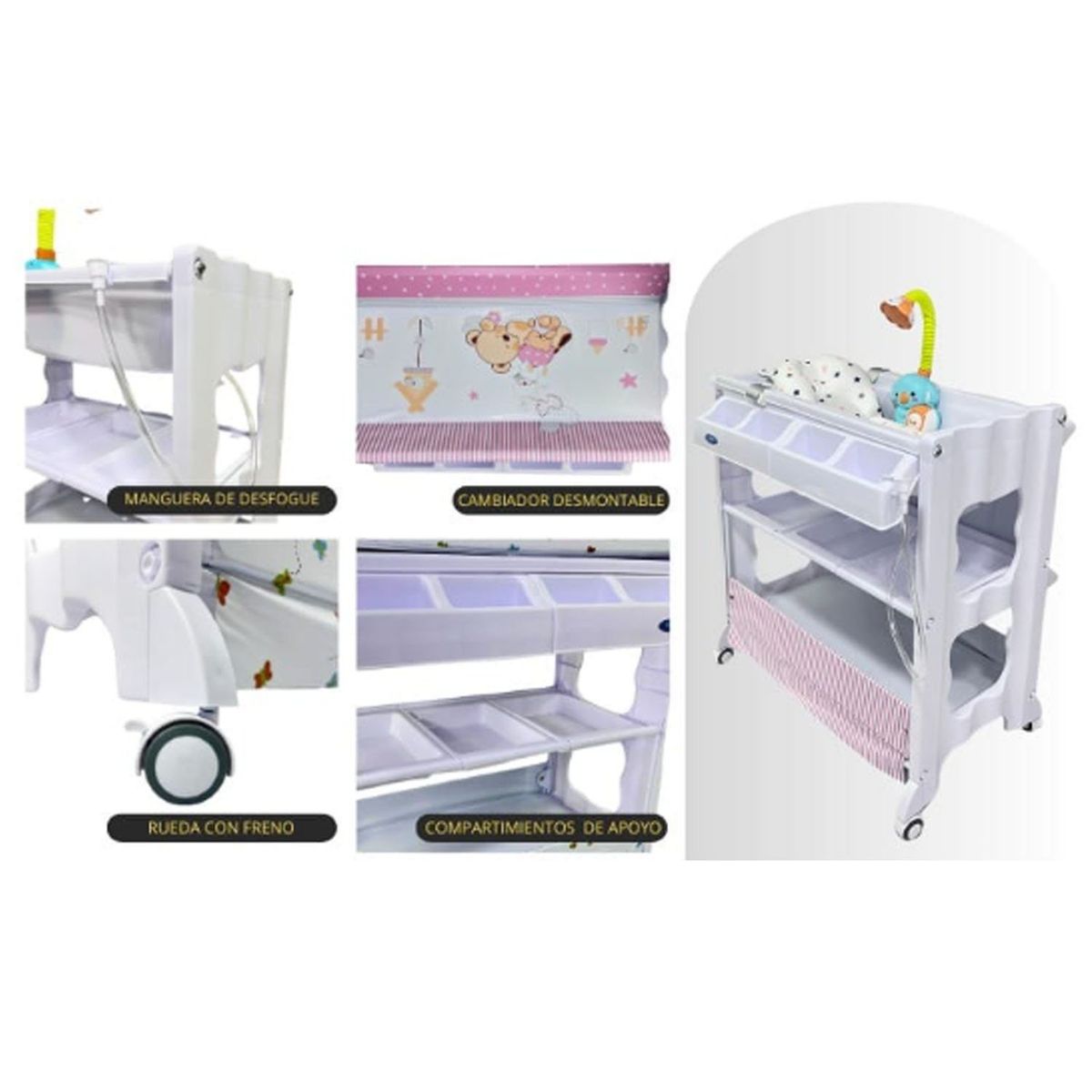 STOKKER BABY - Bañera con Cambiador Cristall Rosado