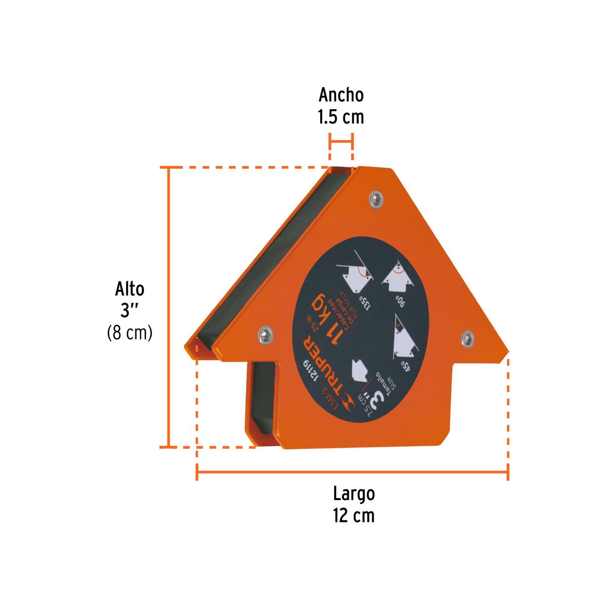 TRUPER - Escuadra magnética 3" para soldar, capacidad 11 kg, Truper