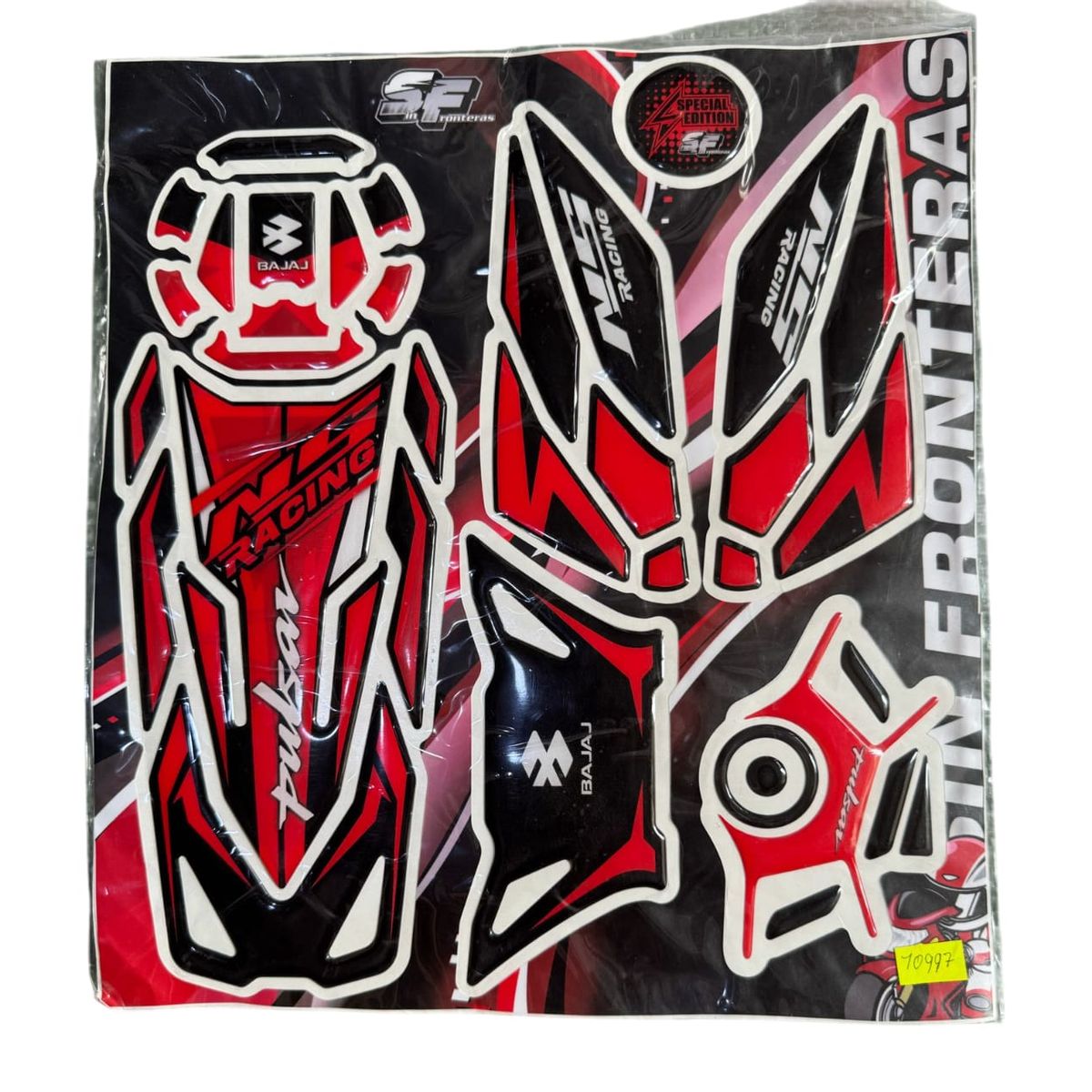 GENERICO - PROTECTOR DE TANQUE PARA MOTO ROJO PULSAR NS