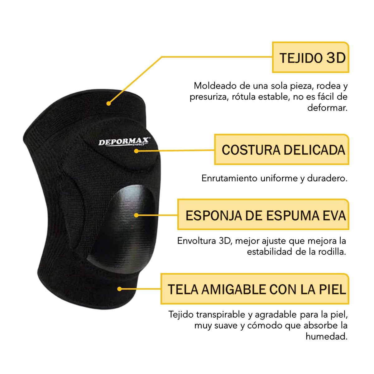 GENERICO - RODILLERAS PARA VÓLEY ESPUMA EVA DEPORMAX TALLA L