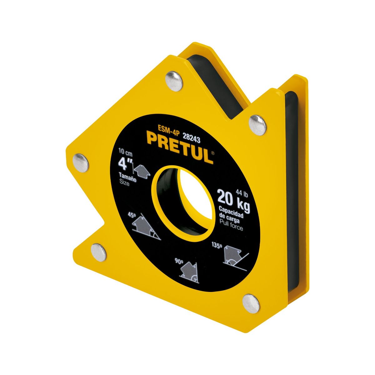 PRETUL - Escuadra magnética 4" para soldar, capacidad 20 kg, Pretul