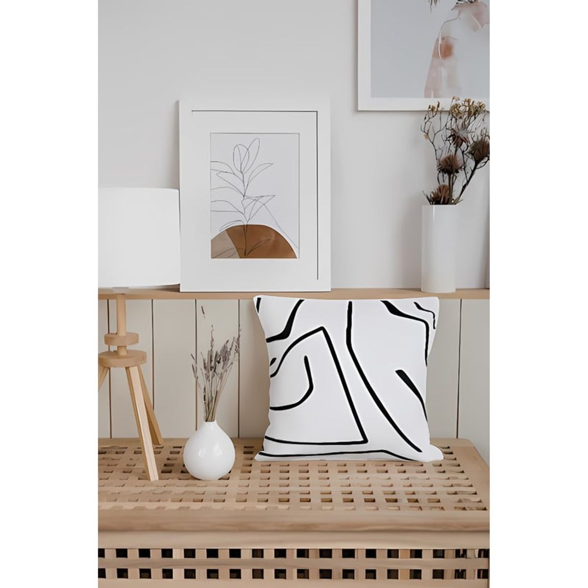 GENERICO - Cojin Minimalista Rayas Negras 50 x 50 cm