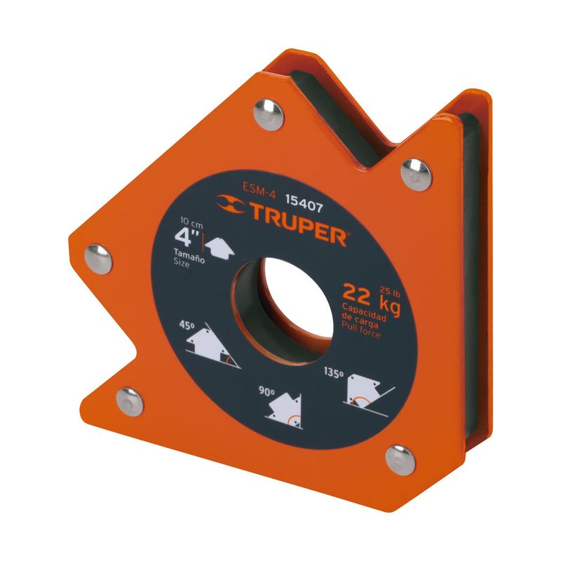 TRUPER - Escuadra magnética 4" para soldar, capacidad 22 kg, Truper