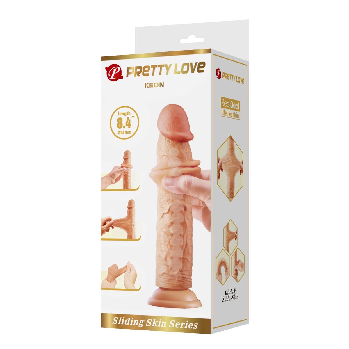 PRETTY LOVE - Dildo Realista Piel Deslizante Articulado Keon 21.4 cm Ø 4.4 cm