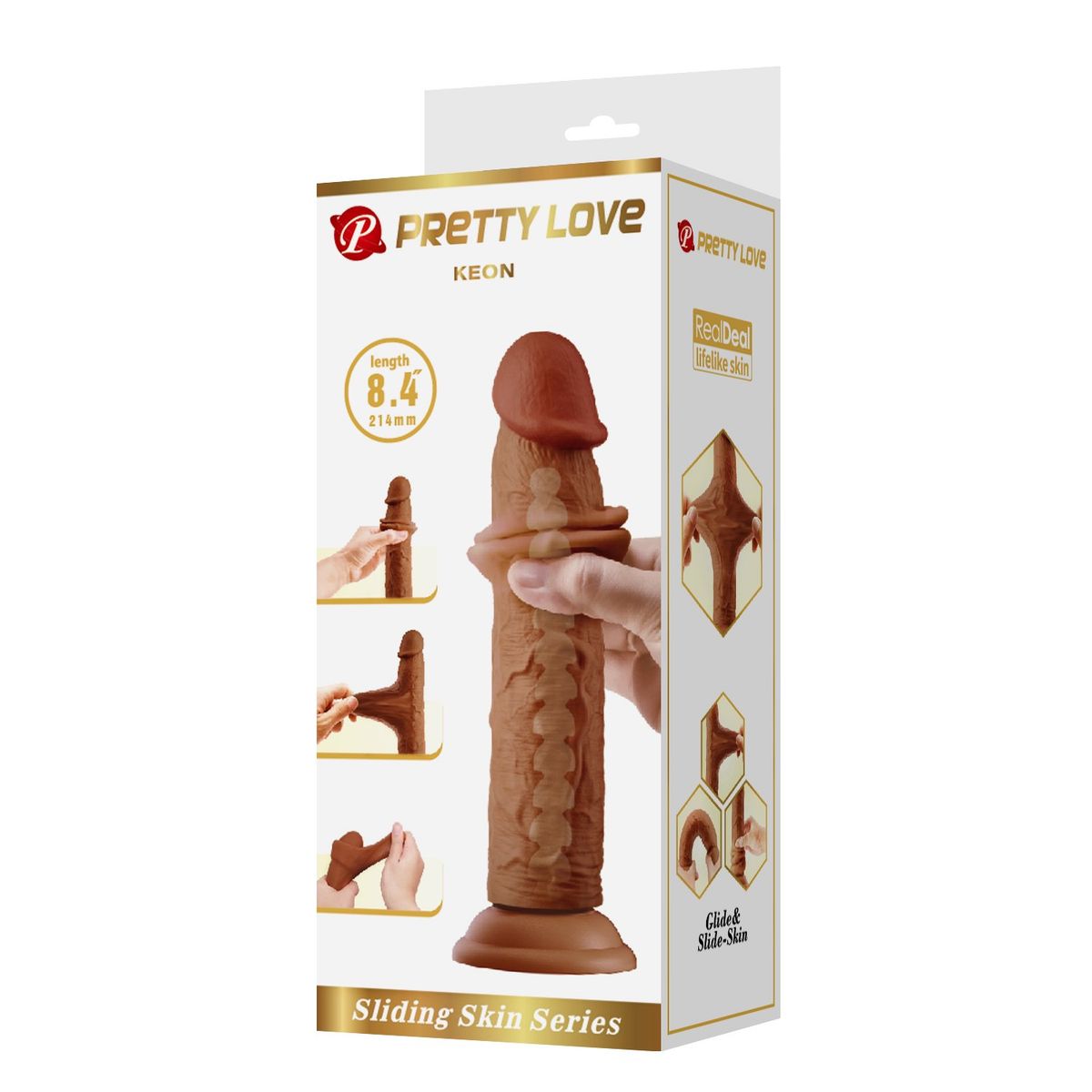 PRETTY LOVE - Dildo Realista Piel Deslizante Articulado Keon 21.4 cm Ø 4.4 cm