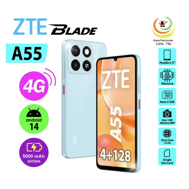 ZTE - CELULAR ZTE A55 128GB   4+4RAM