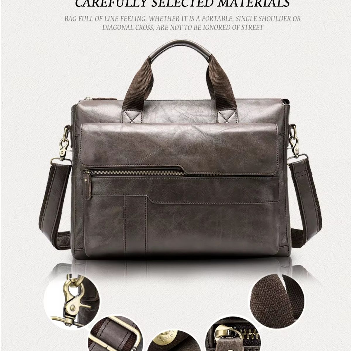 GENERICO - Maletin de Cuero Patmos Mod8615 Gris