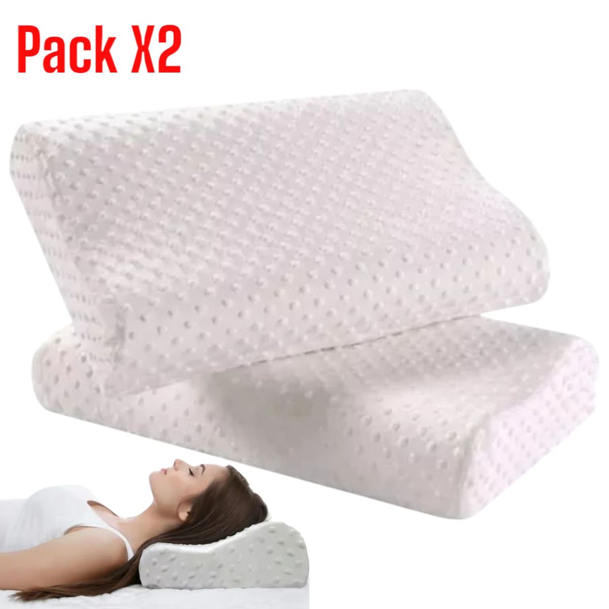 OEM - Combo X2 Almohada Ortopedica Evita Ronquidos Viscoelastica 2 Piezas
