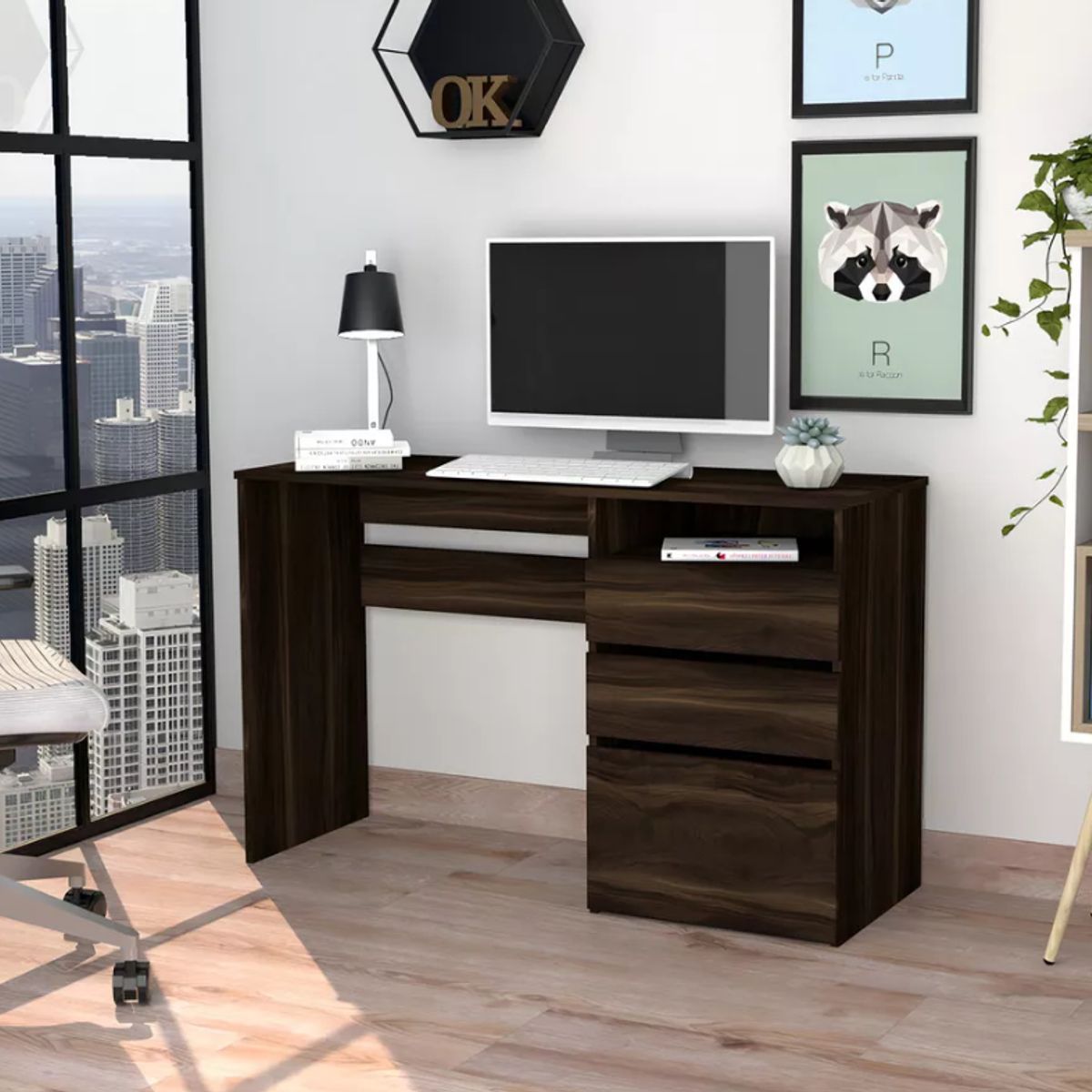 NACION MUEBLES - ESCRITORIO NACION MUEBLES SHOGUN COLOR MARRÓN OSCURO