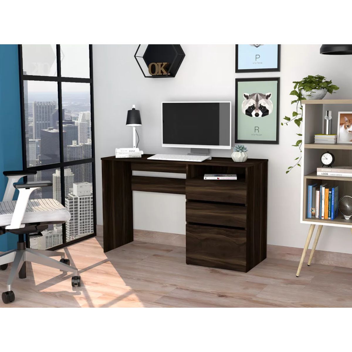 NACION MUEBLES - ESCRITORIO NACION MUEBLES SHOGUN COLOR MARRÓN OSCURO