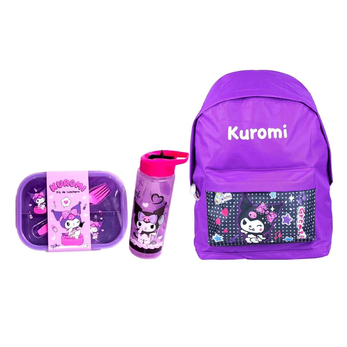 SCOOL - Mochila tamaño Oficio diseño Kuromi más taper y tomatodo