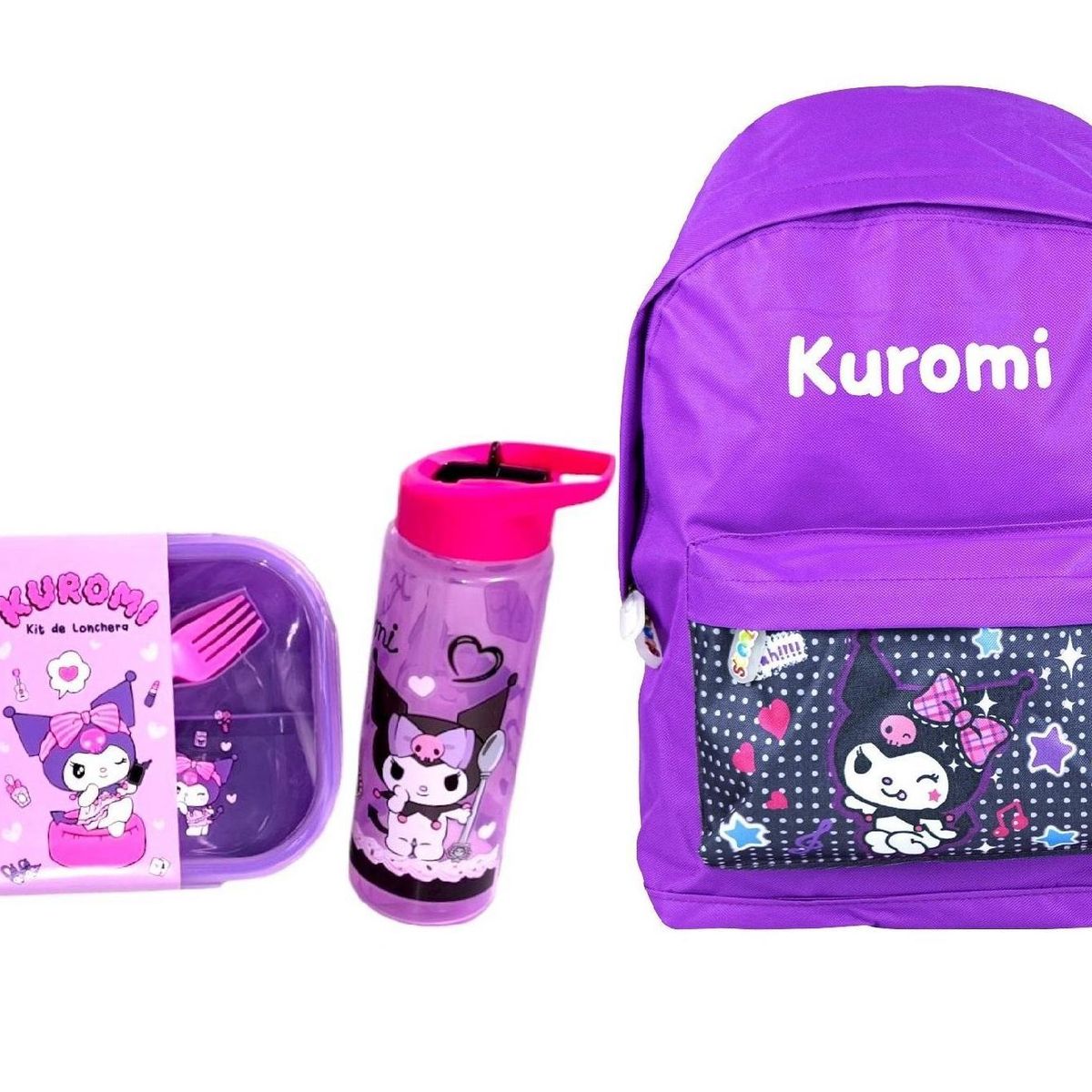 SCOOL - Mochila tamaño Oficio diseño Kuromi más taper y tomatodo