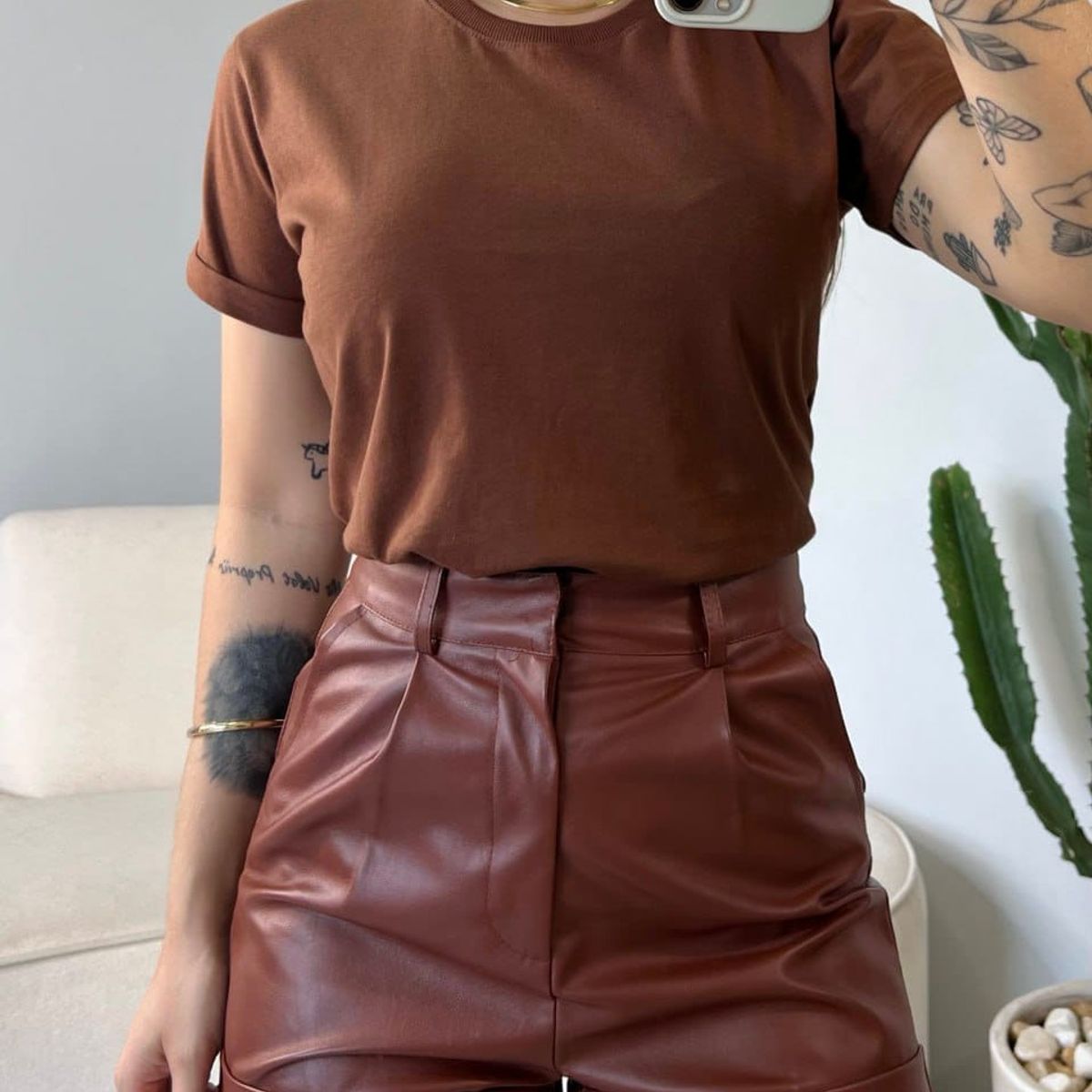 GENERICO - Polo básico manga doblada MUJER