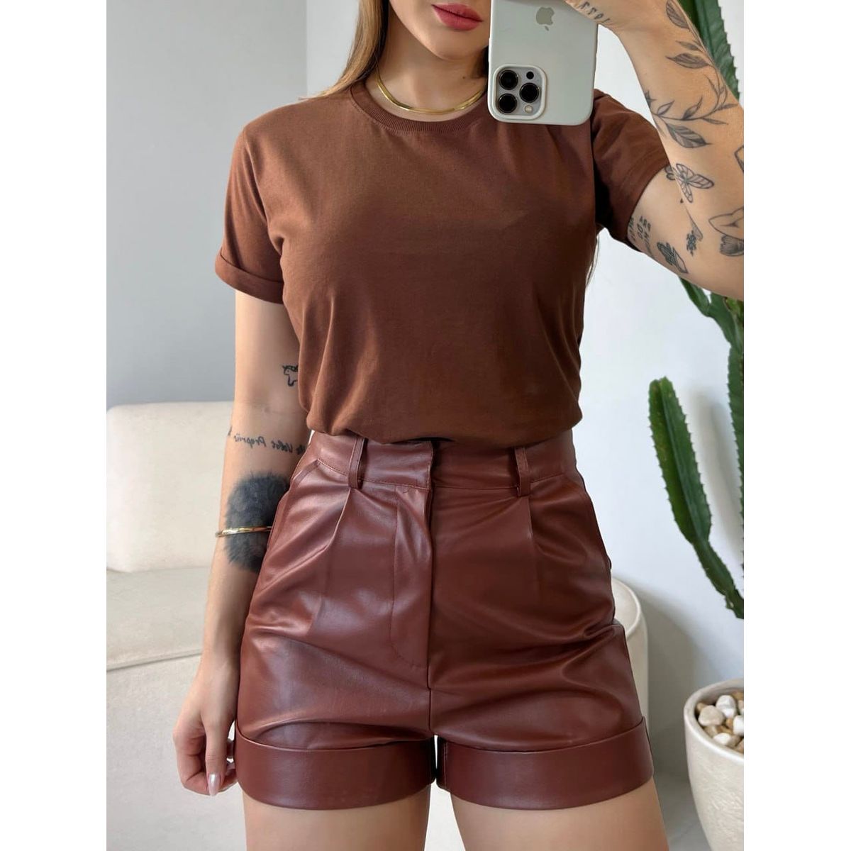 GENERICO - Polo básico manga doblada MUJER