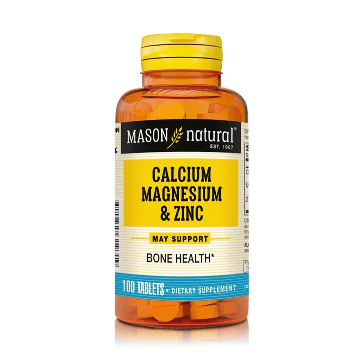 MASON NATURAL - Calcio, Magnesio Y Zinc - Salud Ósea E Inmunidad (100 T) - Mason Natural