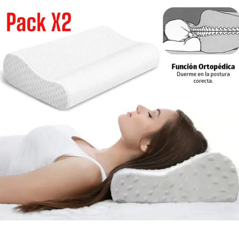 OEM - Combo X2 Almohada Ortopedica Evita Ronquidos Viscoelastica 2 Piezas