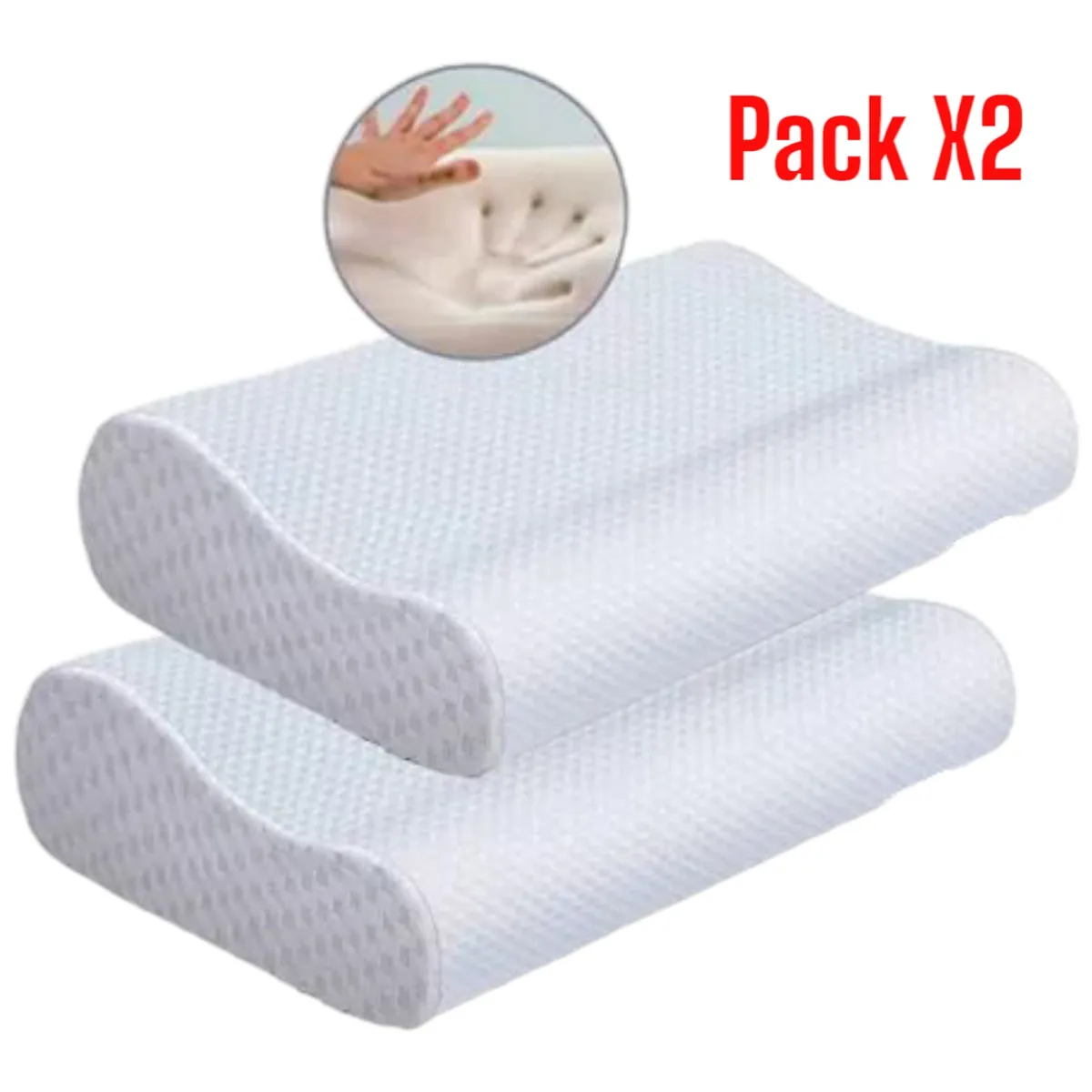 OEM - Combo X2 Almohada Ortopedica Evita Ronquidos Viscoelastica 2 Piezas