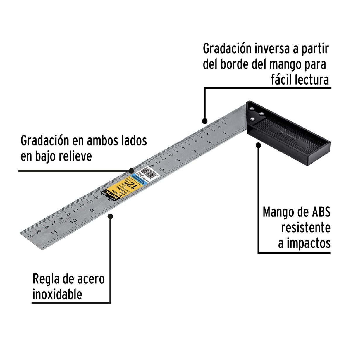 PRETUL - Escuadra 12 para carpintero 26089 Pretul