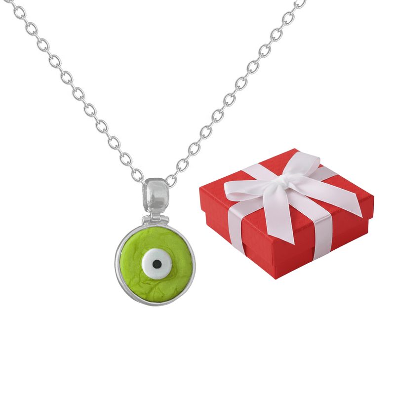 GENERICO - Collar Mamá Ojo Turco Protección Regalo Cumpleaños Plata