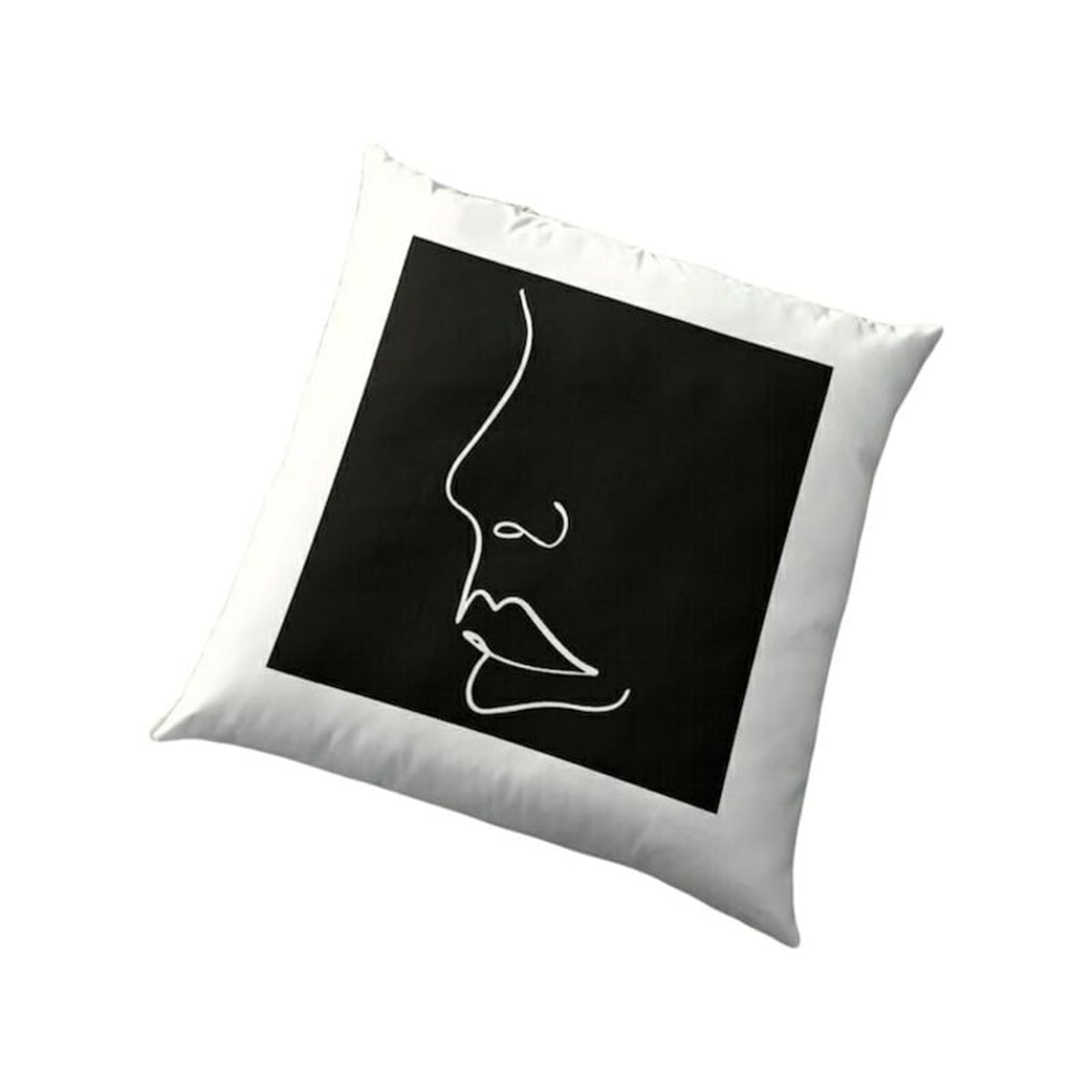 GENERICO - Funda Minimalista Silueta De Rostro Femenino Negro 50x50 cm