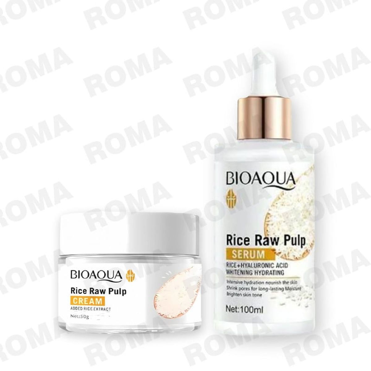 BIOAQUA - PACK CREMA ACLARANTE Y SERUM DE ARROZ CON ÁCIDO HIALURONICO