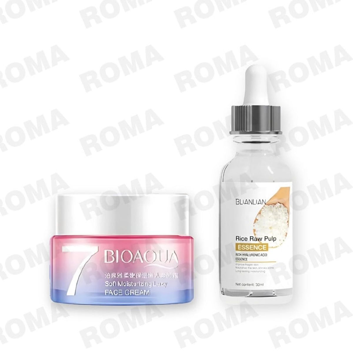 BIOAQUA - PACK CREMA HIDRATANTE VEGANA BIOAQUA Y ESENCIA DE ARROZ BLIANLIAN
