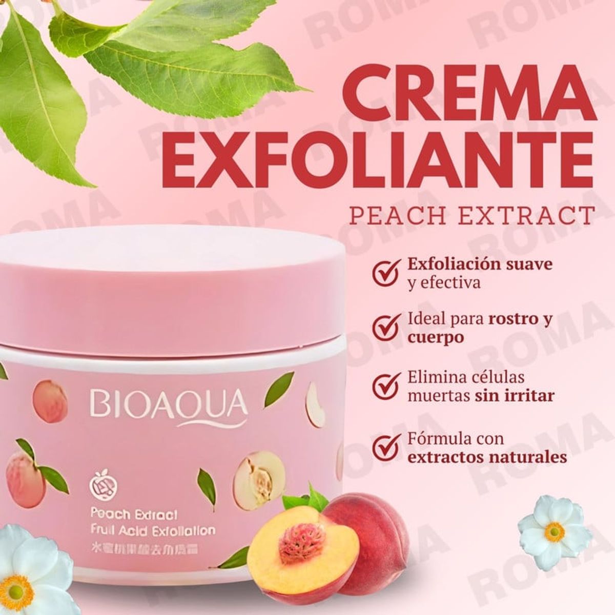 BIOAQUA - CREMA EXFOLIANTE PEACH EXTRACT BIOAQUA 140G