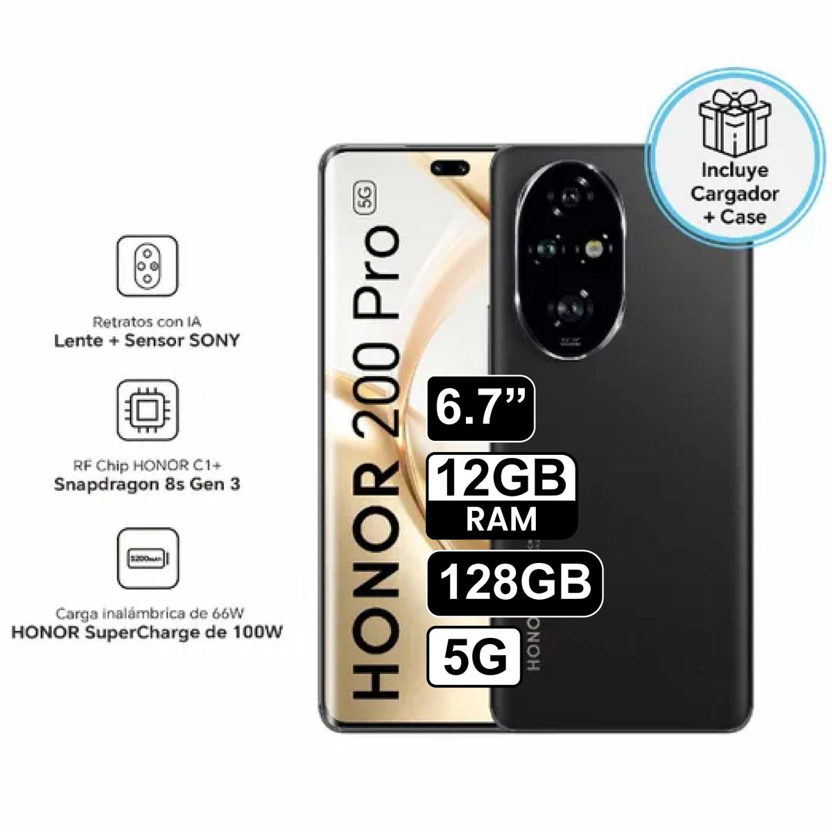 HONOR - Celular Libre Honor 200 Pro 5G 6.7" 512GB 12GB RAM Black