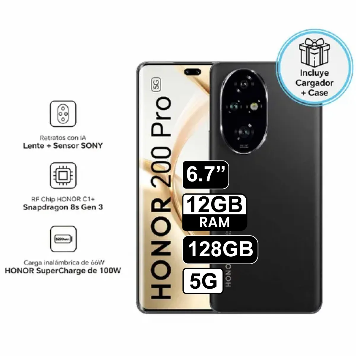 HONOR - Celular Libre Honor 200 Pro 5G 6.7" 512GB 12GB RAM Black