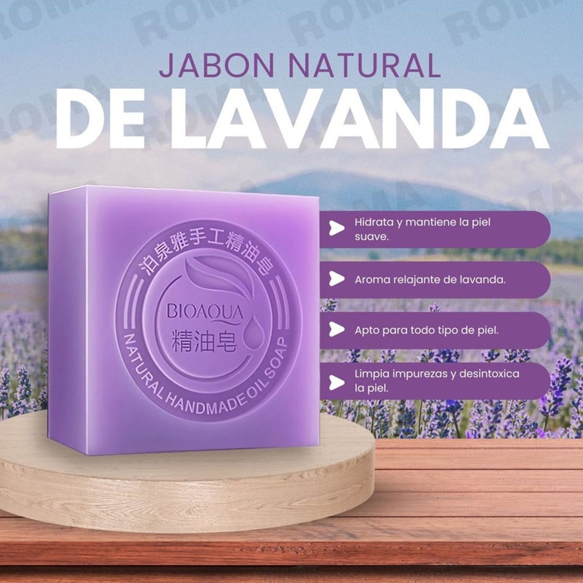 BIOAQUA - JABÓN NATURAL DE LAVANDA BIOAQUA 100G