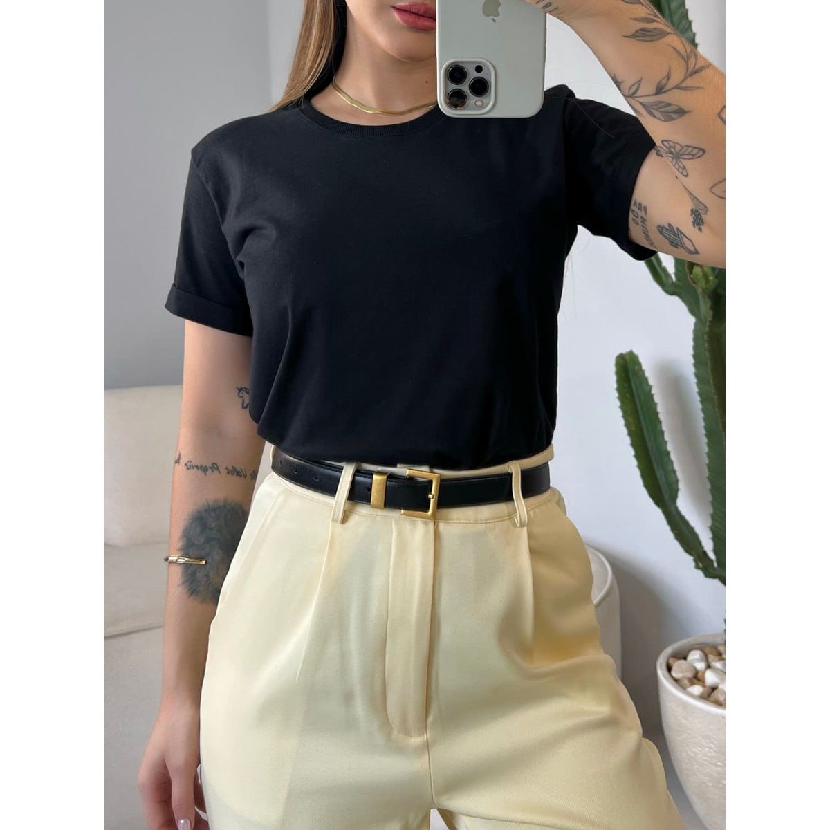 GENERICO - Polo básico manga doblada MUJER