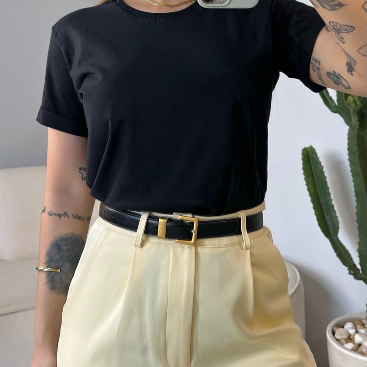 GENERICO - Polo básico manga doblada MUJER