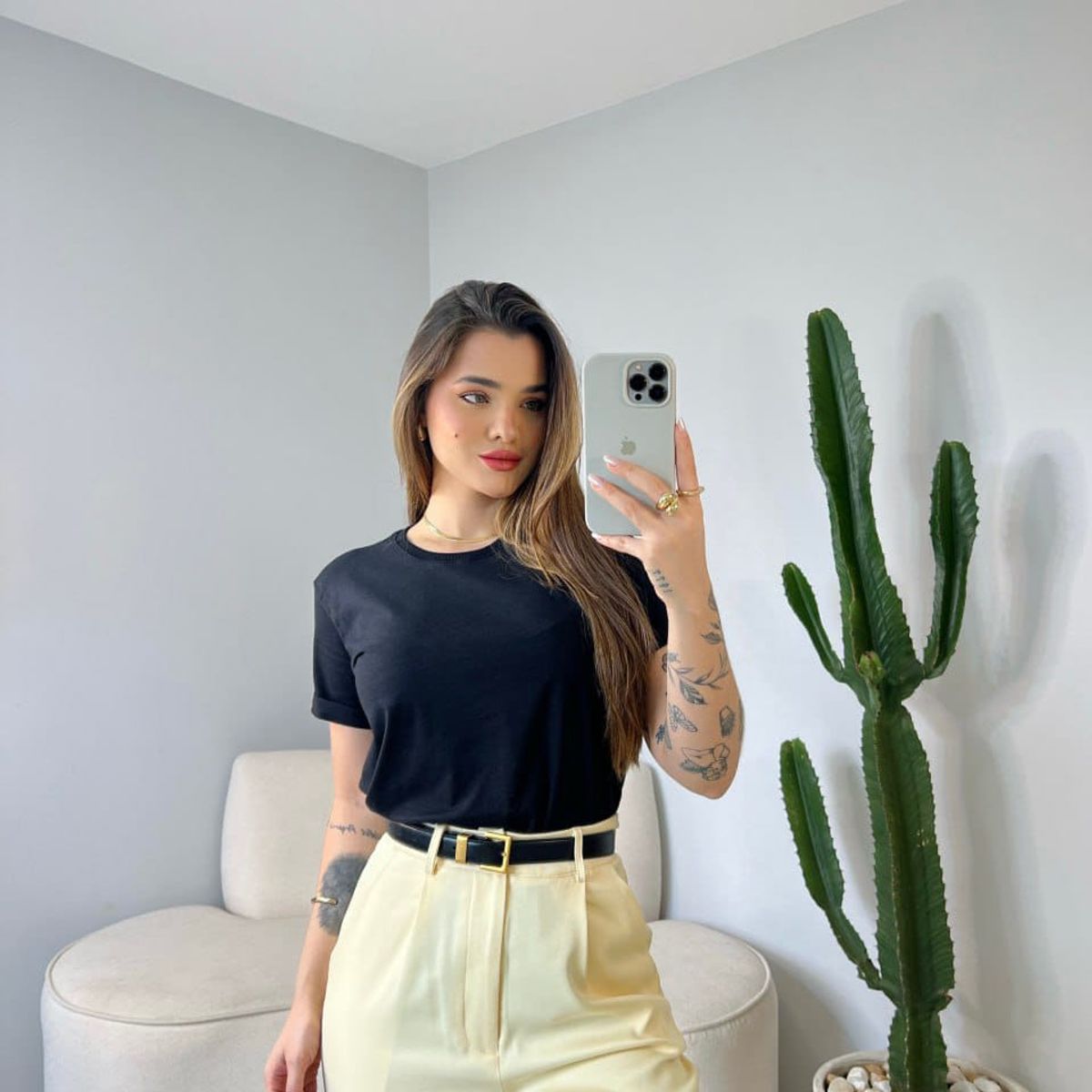 GENERICO - Polo básico manga doblada MUJER