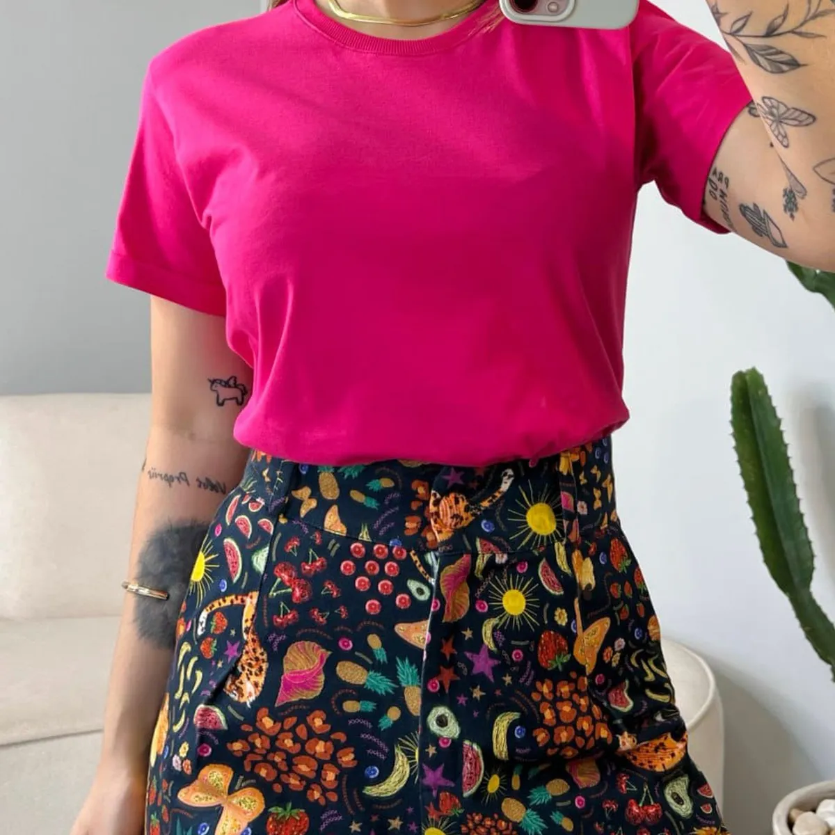 GENERICO - Polo básico manga doblada MUJER