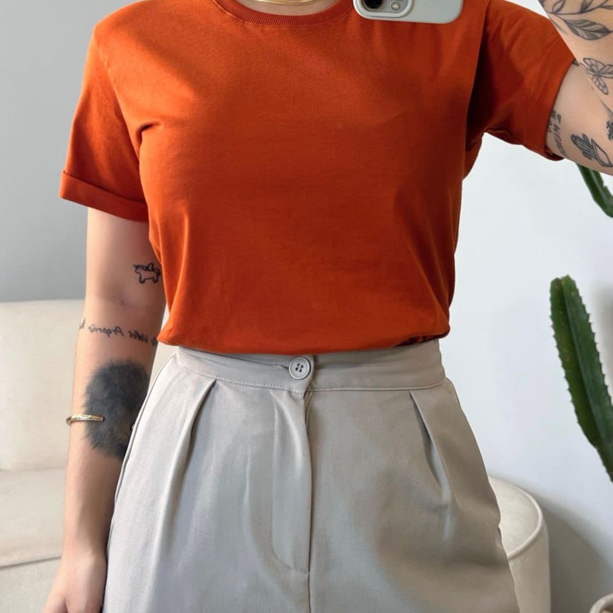 GENERICO - Polo básico manga doblada MUJER