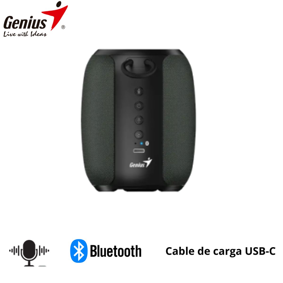 GENIUS - PARLANTE GENIUS SP-915BT BLUETOOTH 5W 6H MIC AI COPILOT RGB BLACKGREY
