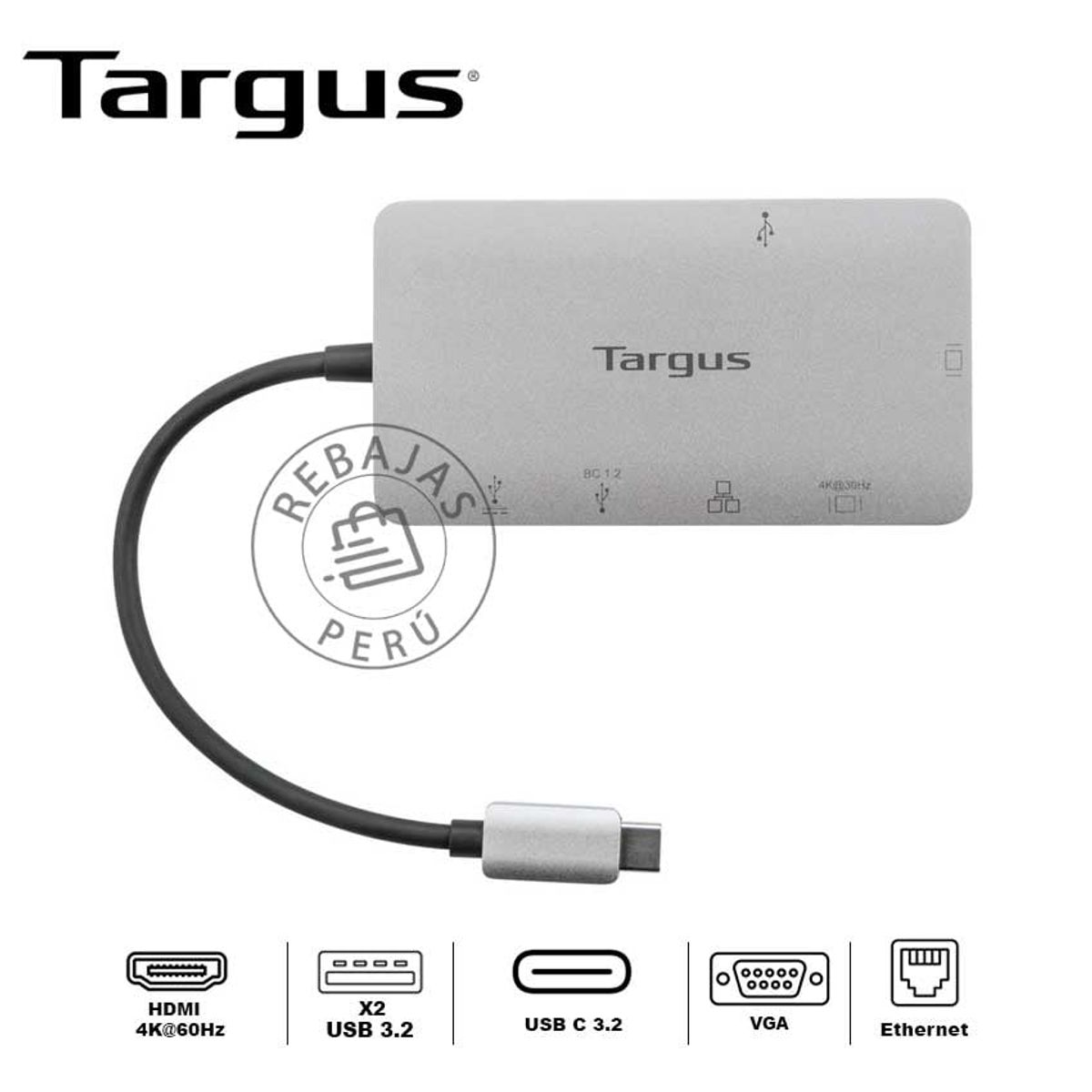 TARGUS - Targus USB-C Docking Station HDMI VGA USB 3.0 y Power Delivery 100W