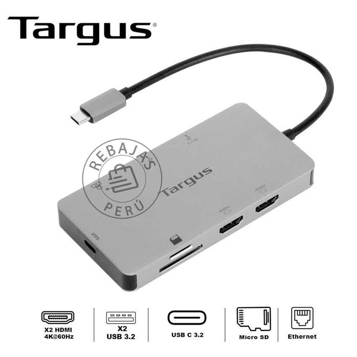 TARGUS - Targus USB-C Docking Station 4K HDMI Lector SD Power Delivery 100W