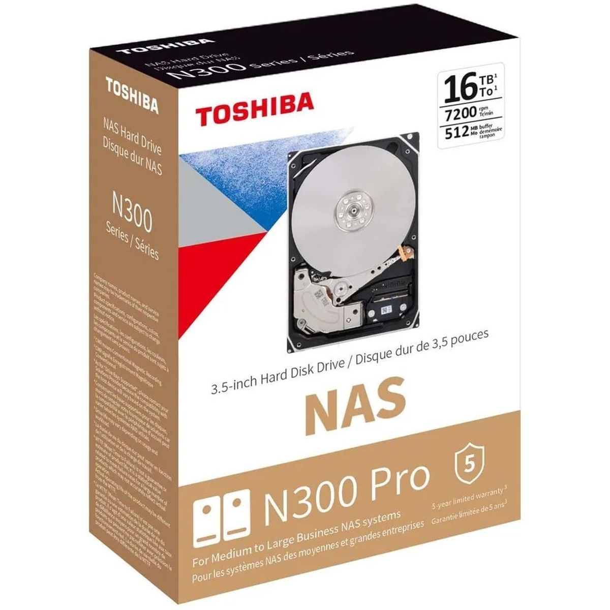 TOSHIBA - DISCO DURO TOSHIBA N300 16TB NAS 7200RPM 512MB