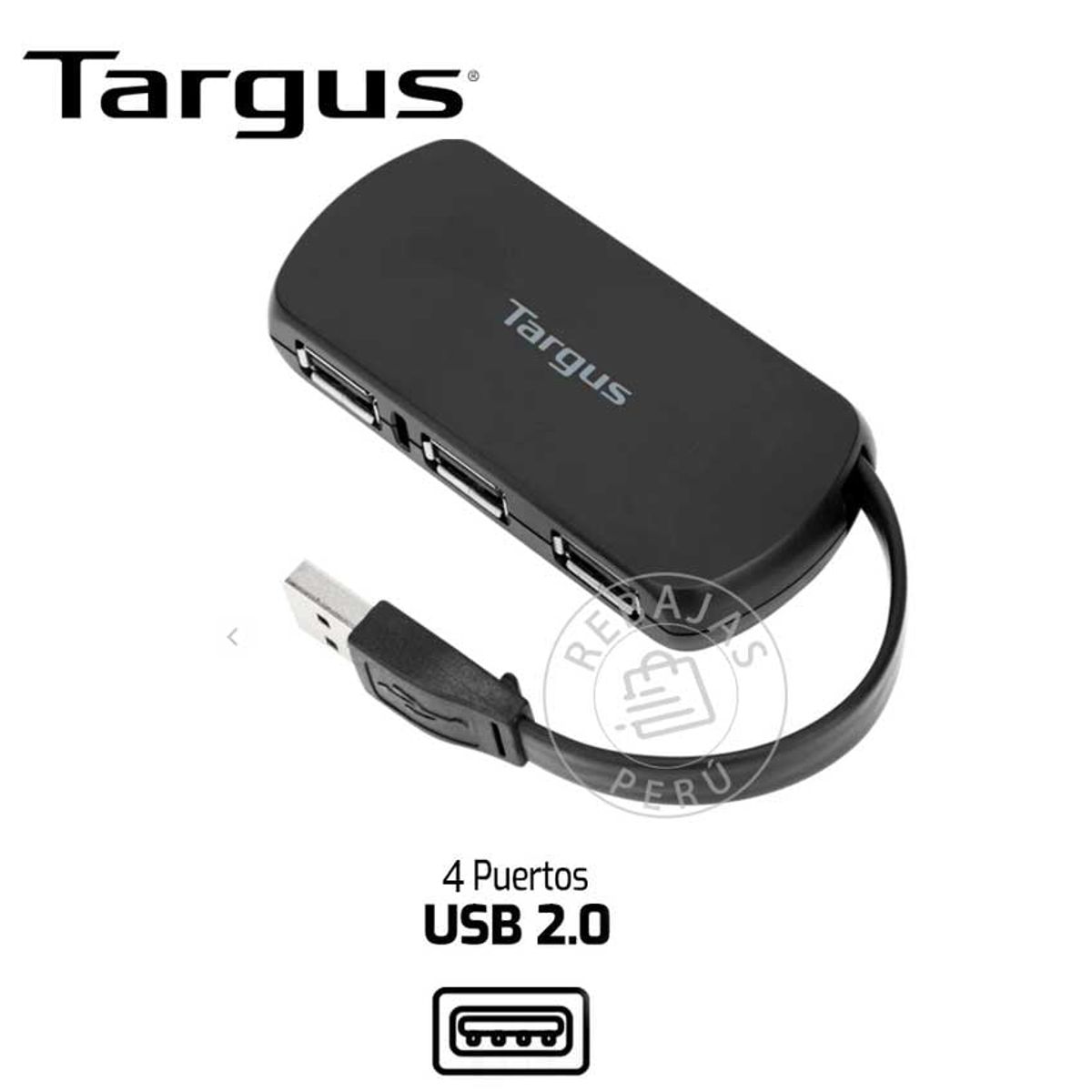 TARGUS - Targus Hub USB 4 Puertos USB-A 2.0 Negro para Conexión de Periféricos