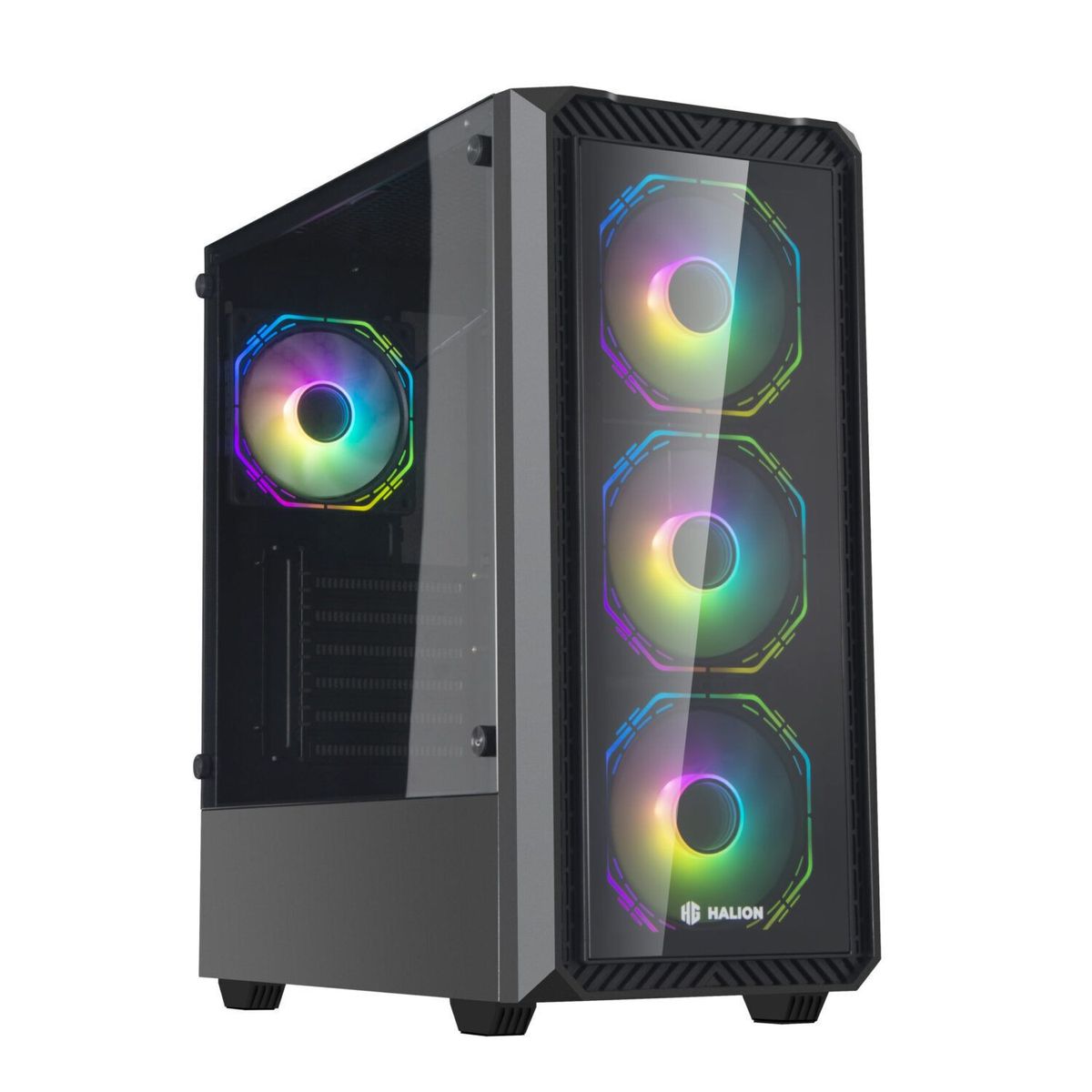 HALION - Case Gamer Halion Infinity 416 600W 4 Fan VTemplado RGB Negro