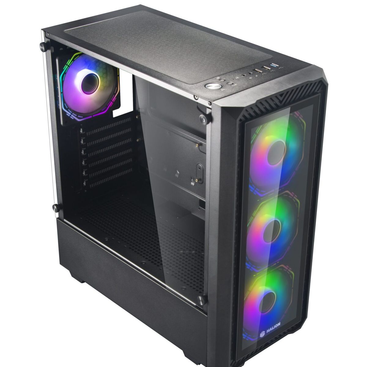 HALION - Case Gamer Halion Infinity 416 600W 4 Fan VTemplado RGB Negro