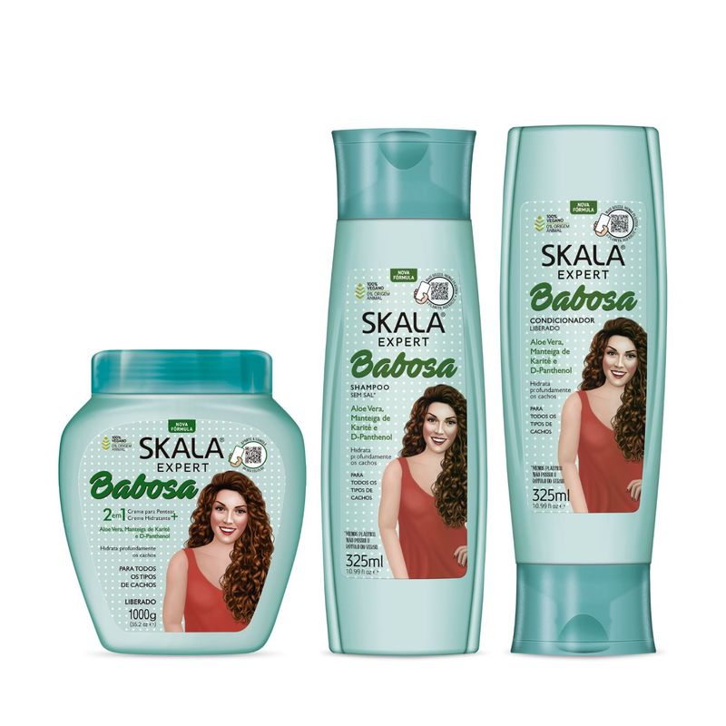 SKALA - Crema Shampoo Acondicionador Babosa Aloe Vera Skala Expert 3 Uds Set