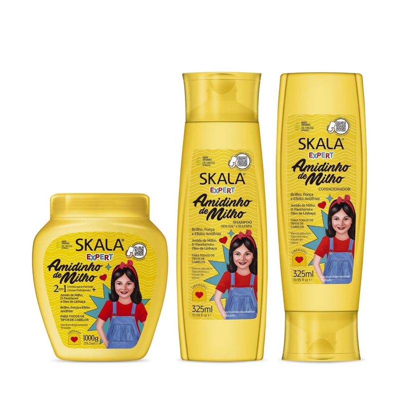 SKALA - Crema Shampoo Acondicionador Amidinho de Milho Skala Expert 3 Uds Set