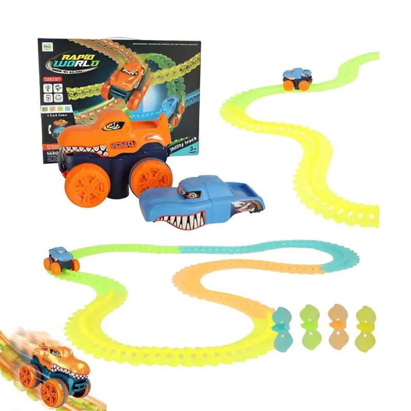 GENERICO - Juguete Rapid World Pista de Carreras con Luces Led 102Pzs