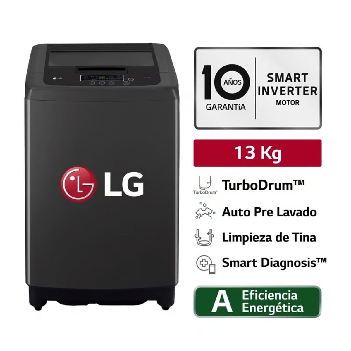 LG - LAVADORA LG 13KG SMART MOTION CARGA SUPERIOR WT13BPBK